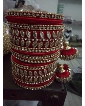 Bangle and Earring Set Maroon